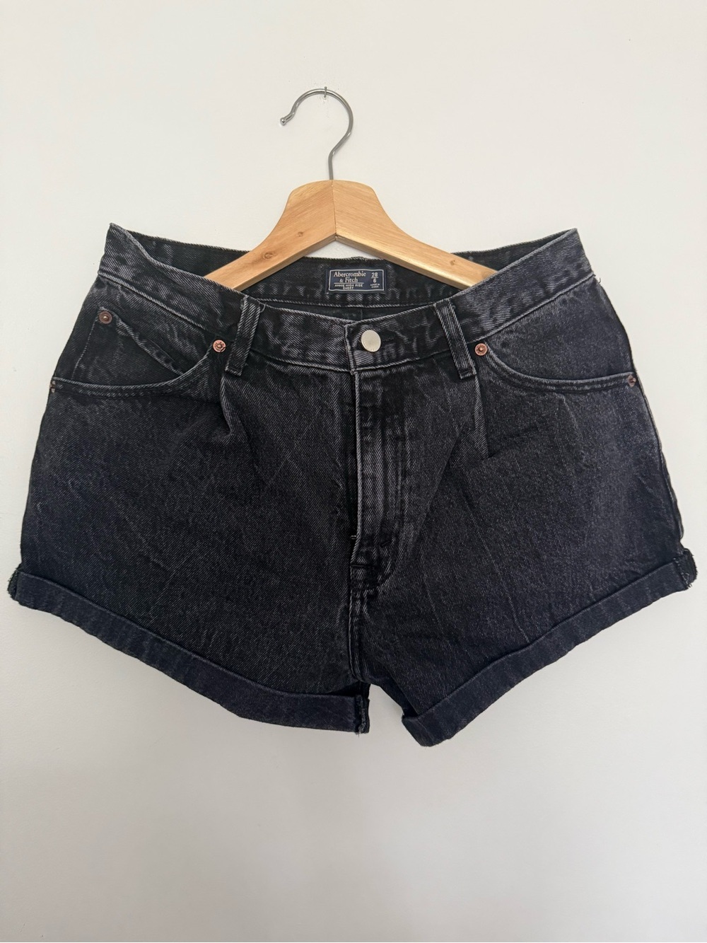 Abercrombie & Fitch Black Washed Denim Shorts